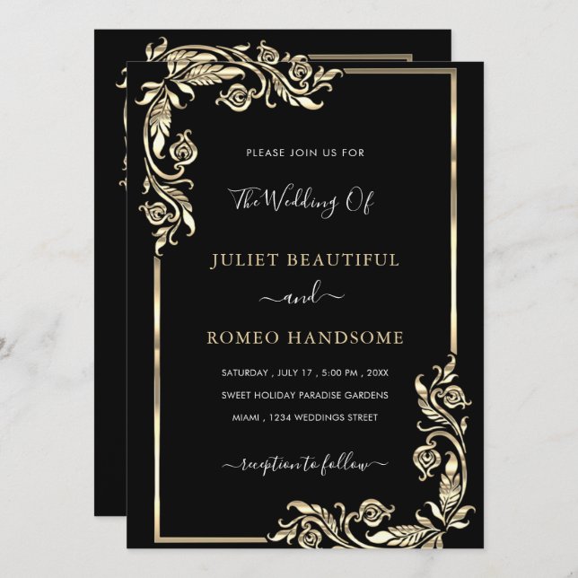 Plantilla de invitación de matrimonio de Dios negr (Anverso / Reverso)