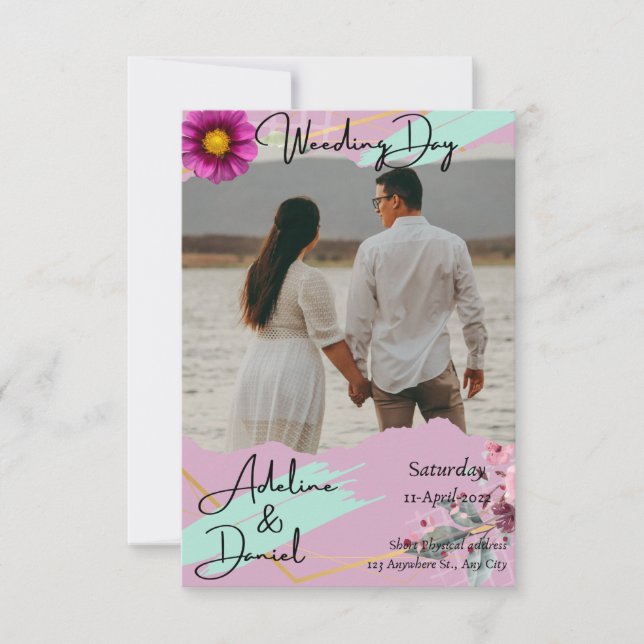 Plantilla de invitación de matrimonio de parejas f (Anverso)