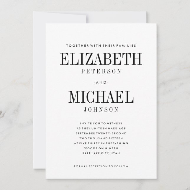 Plantilla de invitación de matrimonio de tipo simp (Anverso)