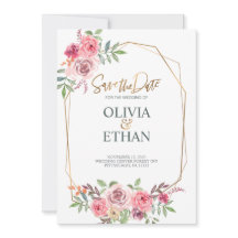 Plantilla de invitación de matrimonio floral de ma