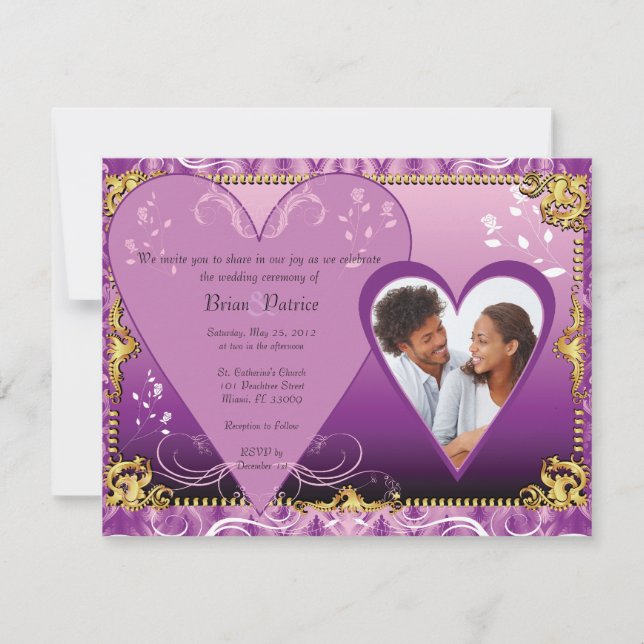 Plantilla de invitación de matrimonio insertar fot (Anverso)