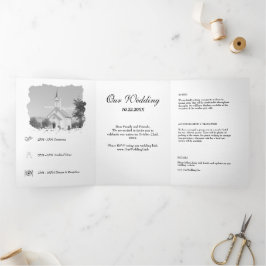 Plantilla de invitación de matrimonio triplio eleg