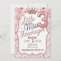 Plantilla de invitación de Miss Threenager