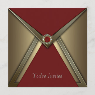 Plantilla de Invitación de Oro Rojo para Todas las