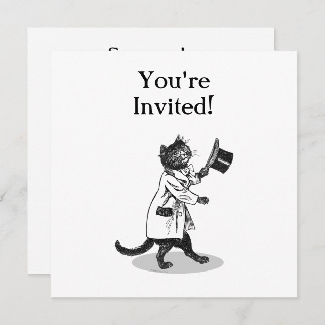 Plantilla de invitación de Personalizado de gatos  (Anverso / Reverso)
