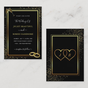 Plantilla de invitación de Purpurina de oro negro