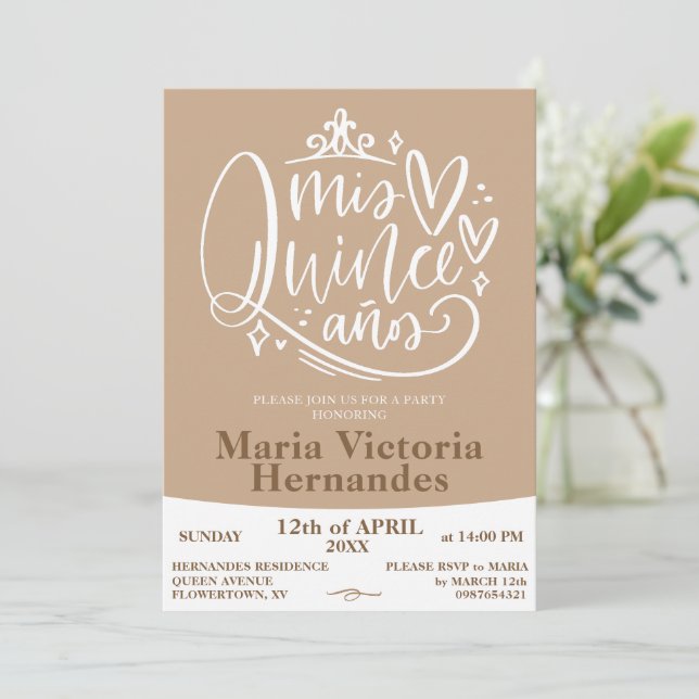 Plantilla de invitación de Quinceañera (Anverso de pie)