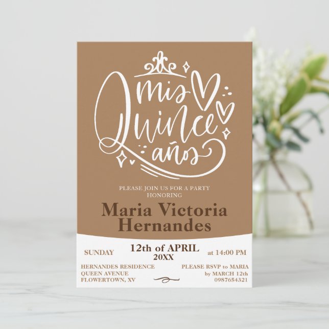 Plantilla de invitación de Quinceañera (Anverso de pie)