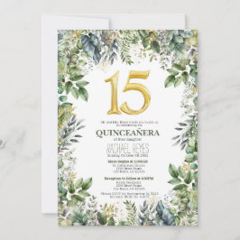 Plantilla de Invitación de Quinceañera con Verdor