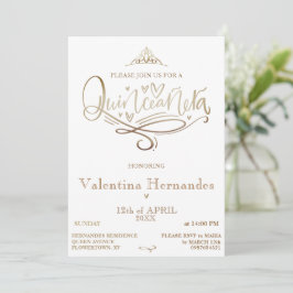 Plantilla de invitación de quinceañera de oro