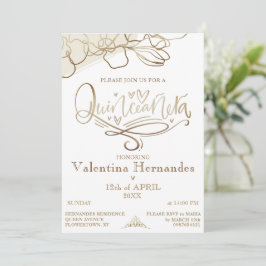 Plantilla de invitación de quinceañera de oro