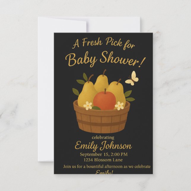 Plantilla de Invitación de Shower de Bebé Elegante (Anverso)