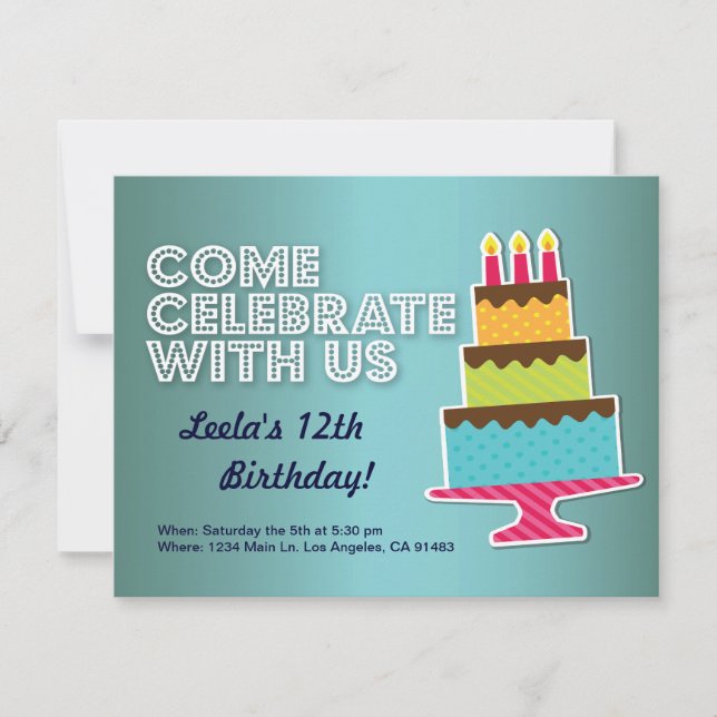Plantilla de invitación de tarjeta de cumpleaños (Anverso)