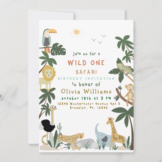 Plantilla de invitación editable para Wild One Saf (Anverso)