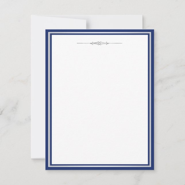 Plantilla de invitación elegante de damasco azul m (Anverso)