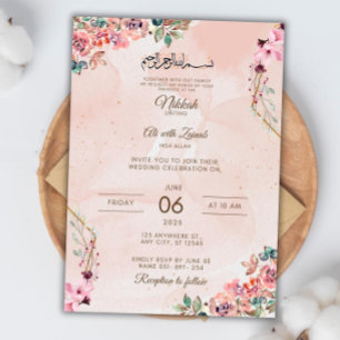 Plantilla de Invitación Islámica Nikkah Editable d