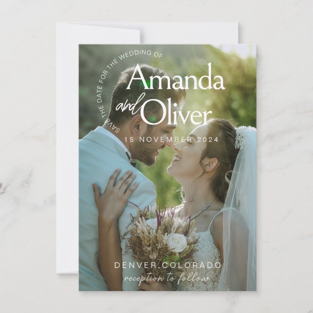 Plantilla de invitación minimalista para guardar l (Anverso)