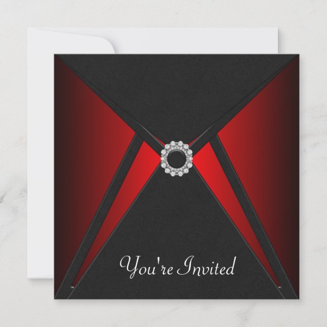 Plantilla de invitación negra roja para todas las  (Anverso)
