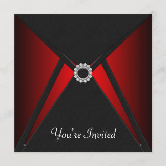 Plantilla de invitación negra roja para todas las