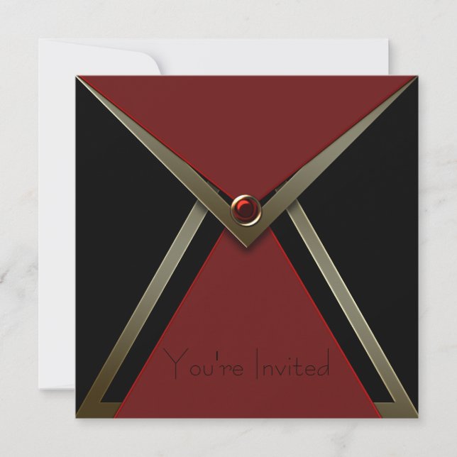 Plantilla de invitación negra roja para todas las  (Anverso)