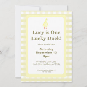 Plantilla de Invitación One Lucky Duck (Amarillo P