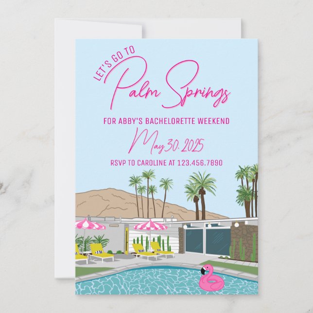 Plantilla de invitación Palm Springs de estilo mod (Anverso)