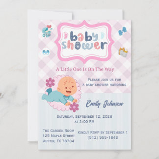 Plantilla de Invitación para Baby Shower Adorable 