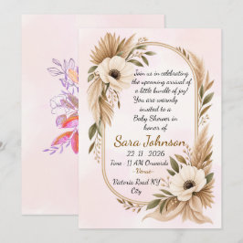 Plantilla de Invitación para Baby Shower Boho