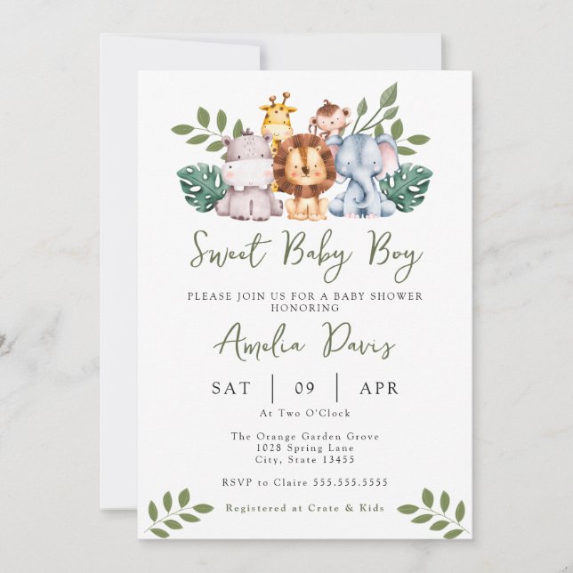 Plantilla de invitación para Baby Shower de Boy Sa (Anverso)
