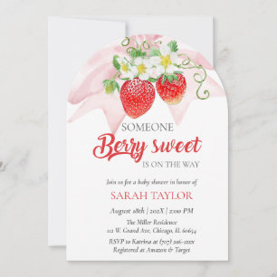 Plantilla de Invitación para Baby Shower de Fresa 