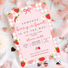 Plantilla de Invitación para Baby Shower de Fresa,
