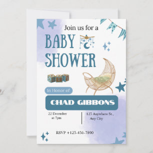 Plantilla de invitación para baby shower de niño c