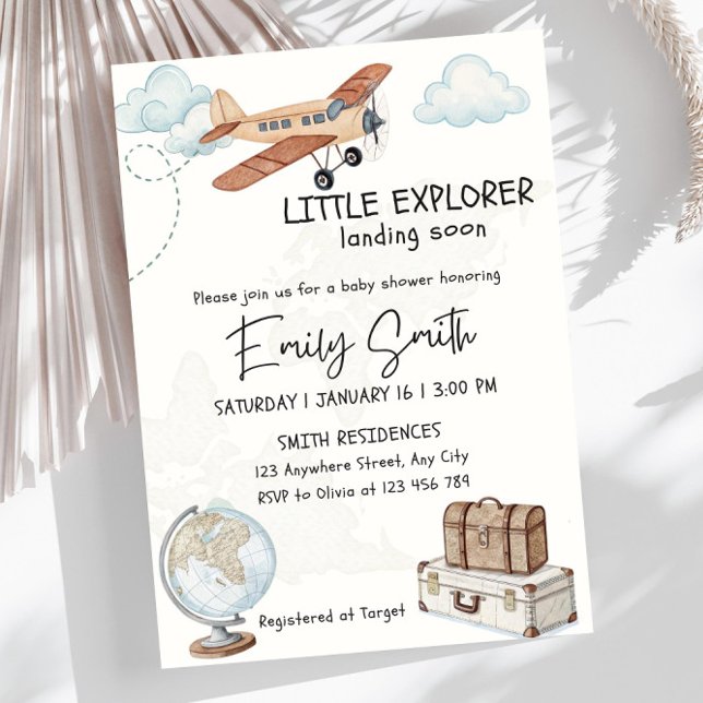 Plantilla de invitación para baby shower de viaje  (Subido por el creador)