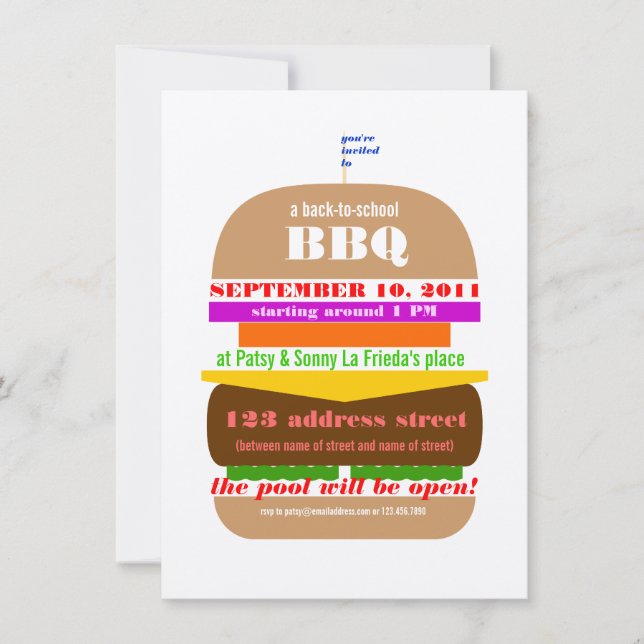 Plantilla de invitación para barbacoa de hamburgue (Anverso)