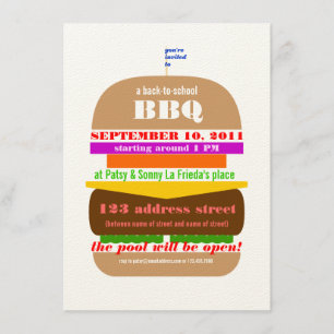 Plantilla de invitación para barbacoa de hamburgue