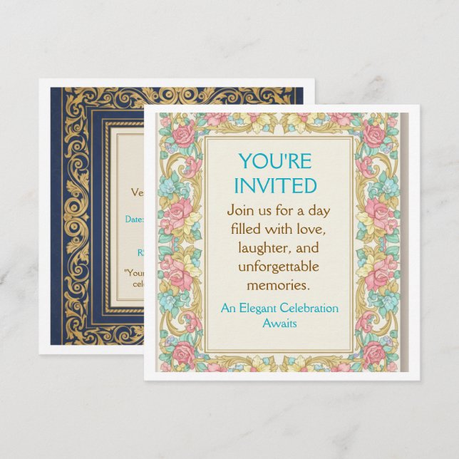 Plantilla de invitación para celebración moderna (Anverso / Reverso)