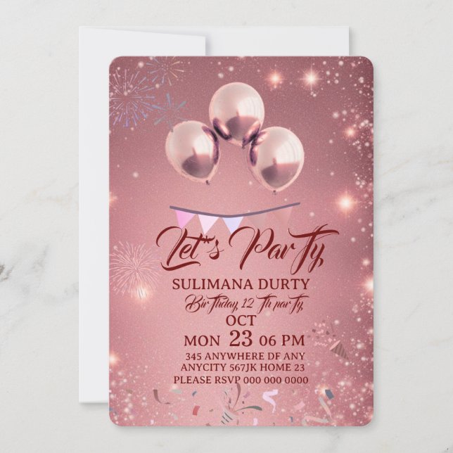 Plantilla de invitación para cena de cumpleaños di (Anverso)