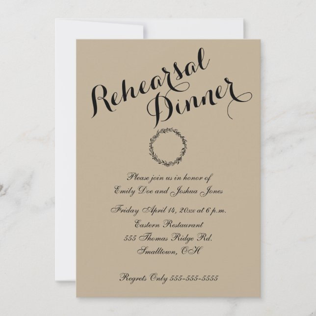 Plantilla de invitación para cena de ensayo de bod (Anverso)