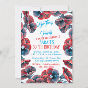Plantilla de invitación para cumpleaños 60, elegan