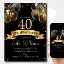 Plantilla de invitación para cumpleaños número 40: