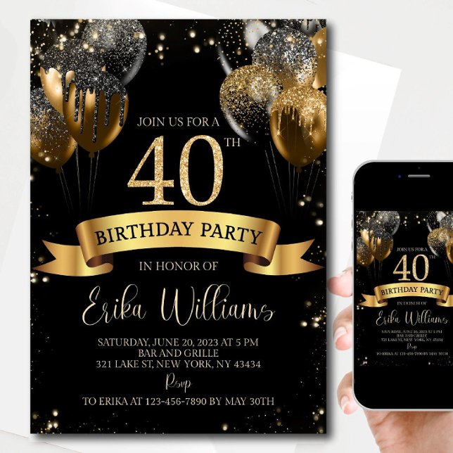 Plantilla de invitación para cumpleaños número 40: (Subido por el creador)