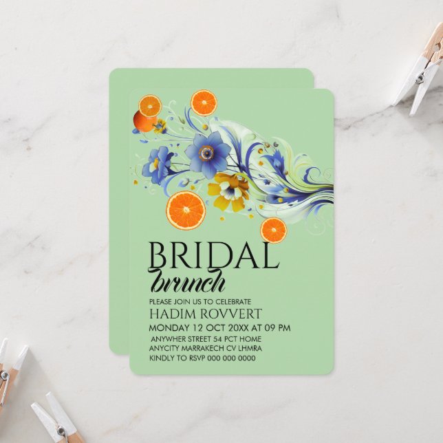 Plantilla de invitación para desayuno nupcial con  (Anverso/Reverso In Situ)