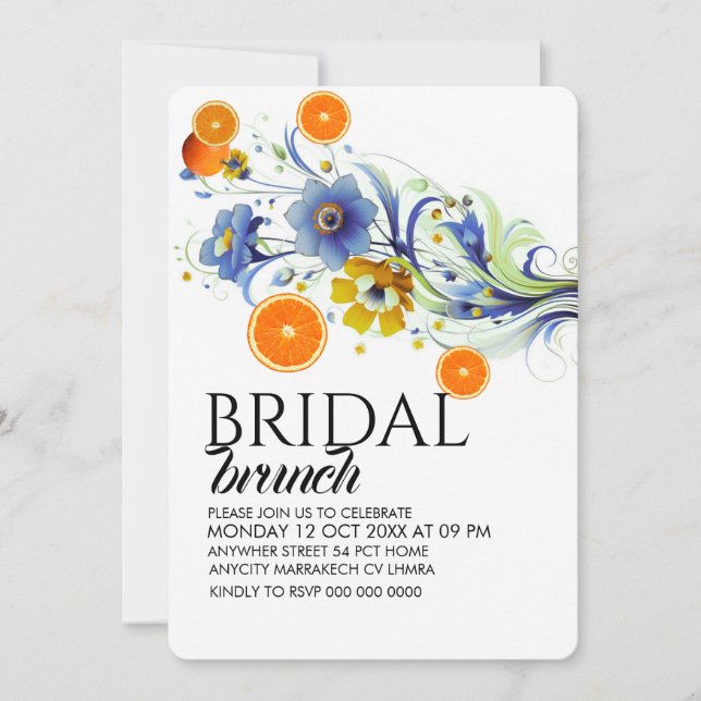 Plantilla de invitación para desayuno nupcial con  (Anverso)
