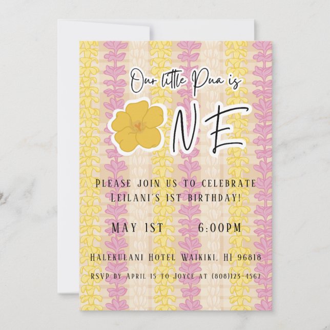 Plantilla de invitación para el 1er cumpleaños de  (Anverso)