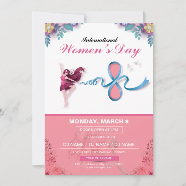 Plantilla de invitación para el Día de la Mujer (Anverso)