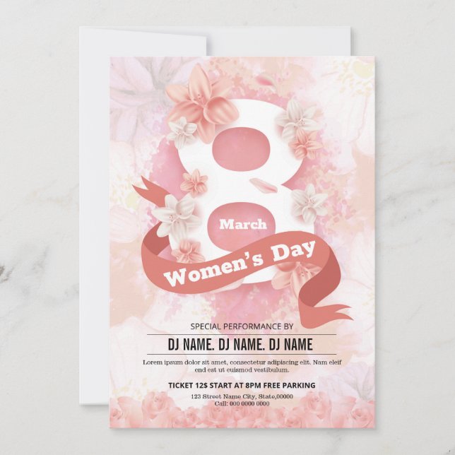Plantilla de invitación para el Día de la Mujer (Anverso)