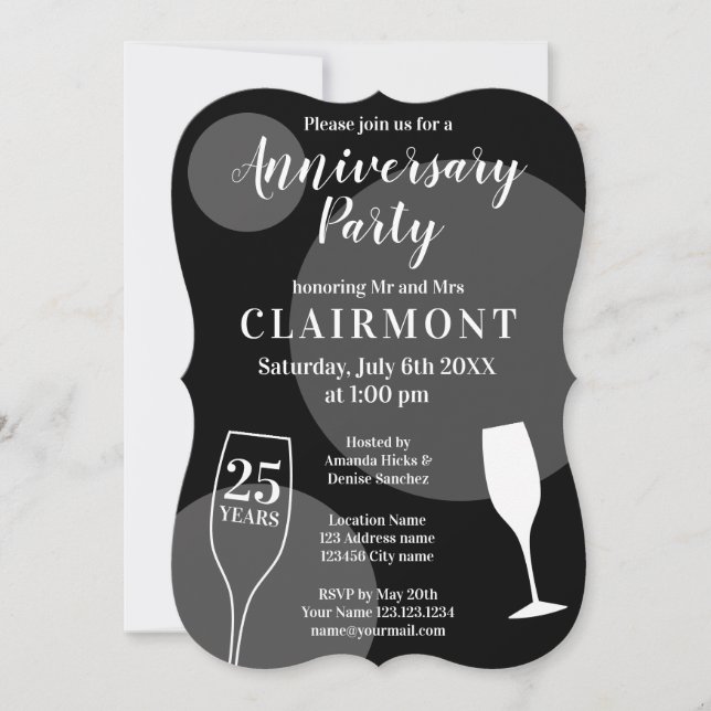 Plantilla de invitación para fiesta de 25º anivers (Anverso)