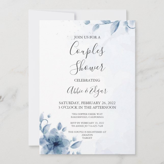 Plantilla de invitación para fiesta de boda de par (Anverso)