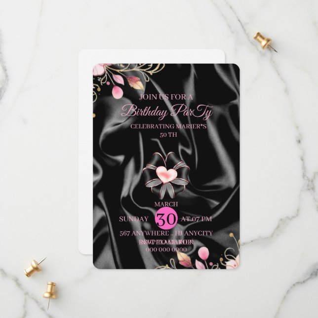 Plantilla de invitación para fiesta de cumpleaños  (Anverso/Reverso In Situ)