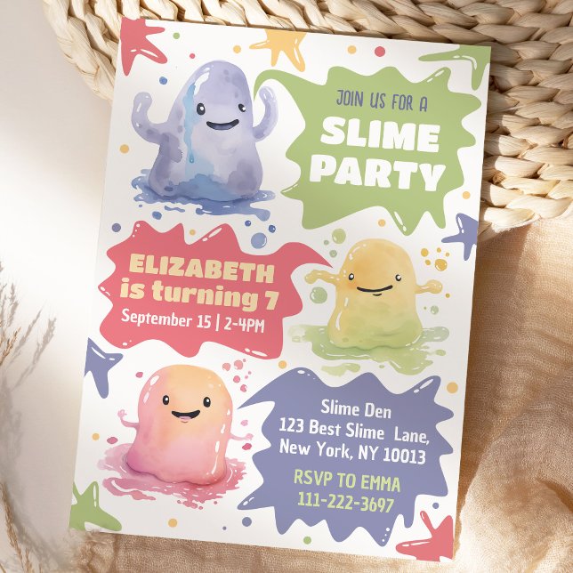 Plantilla de Invitación para Fiesta de Slime Edita (Subido por el creador)